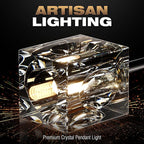 Dining Room Light Fixture,Modern Crystal Chandeleirs Semi Flush Mount Ceiling Light Fixture,Black Metal Crystal Pendant Light for Kitchen Island Farmhouse Dining Room,Living Room (10-Lights)