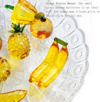 Handmade Glass Fruit Decor Crystal Banana Figurine Yellow Fruits Decoration for Home Kitchen Glass Banana Ornament Fall Harvest Thanksginging Centerpiece Decor for Home Office Desk