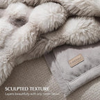 EVERGRACE Ultra Soft Luxury Fluffy Ridgeline Faux Rabbit Fur Throw Blanket, Thick Warm Bubble Throw for Bed, Cozy Plush Reversible Blankets for Couch, Chair, Sofa, Light Grey, 50x60 Inches, 870 GSM