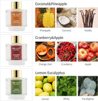 Airkeep Reed Diffuser Set of 3, Coconut Pineapple Lemon Eucalyptus Cranberry Apple Oil Reed Diffusers for Bedroom Living Room Office Aromatherapy Oil Reed Diffuser for Gift 50ml x 3