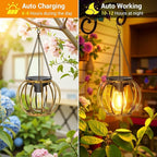 KOOPER Solar Lanterns Outdoor Waterproof, 4 Pack Upgraded Bronze Metal Hanging Solar Lights Outdoor Lanterns, Brighter Auto On/Off Outdoor Hanging Lantern for Yard Patio Pathway Porch Garden Decor