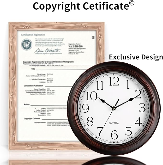 Wall Clocks Battery Operated Silent Non-Ticking Wall Clock 8.5 Inch Small Vintage Retro Rustic Style Decorative for Kitchen Living Room Home Office (Bronze)