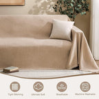 Couch Cover for Dogs Sectional Sofa Covers Washable for 2 Cushion Couch, Chenille Couch Cover Blanket, Sectional Sofa Slipcovers, Multi-Use Furniture Protector for Kids, Pets, 91" X118", Sand