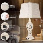 32" Tall Table Lamps Set of 2 - Bedside Lamp with Fabric Shades - for Bedroom and Living Room with USB and Nightlight - Perfect for Nightstands and Bedrooms - Bulbs Included