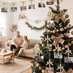 24 Pcs Christmas Hanging Photo Display Clips Boho Wooden Bead Photo Clips for Christmas Tree Decor Hanging Card Picture Display Holder for Xmas Holiday Wedding Party Decoration