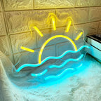 Sunset Sunrise Neon Sign Sun on The Sea Neon LED Light Sign for Wall Decor Wave Neon Light up Sign Beach Home Decor Aesthetic for Teen Girls Bedroom Game Room Decor Ocean Sun Night Light Wedding