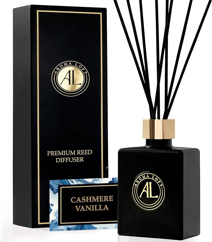 Reed Diffuser-Cashmere Vanilla Reed Diffusers for Home-5 oz.Oil Diffuser Sticks - Bathroom Diffuser Set-Scent Diffusers for Home- Oil Diffuser Reeds,-Scent Sticks in Oil-Office Smell Good Stuff