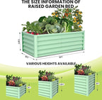Galvanized Raised Garden Bed Outdoor, 2 Pcs 6x3x1.5FT Outdoor Large Planter Raised Beds Open Base with Safety Edge and Glove for Vegetables Flowers Ground Planter, Green