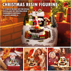 Christmas Decorations Village House Resin Collectible Building Figurines Revolving Train Musical Snow Globe 8 Music for Vintage Christmas Decor (Santa)