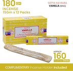 Satya Vanilla Incense Sticks - Bng 15gmx12 Pack With Raajsee Incense Holder Bundle - Nagchampa Natural