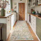 jinchan Beige Botanical Birds 3x8 Runner Rug for Hallway - Washable Non-Slip Soft Nature Plants Modern Kitchen Runner Carpet Vintage Ultra-Thin Low Pile Rug for Entryway Living Room Kitchen Laundry