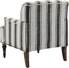 UIXE Stripe Accent Chair, Modern Upholstered Armchair in Fabric for Living Room, Nailhead Trim Club Arm Chair Comfy Single Sofa Bedroom Reading Seat with Wood Legs - Black