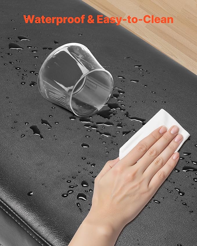 VEVOR Leather Storage Ottoman Bench, PU Leather Bench with Storage and Metal Legs, Modern Shoe Benches Seat for Entryway, Upholstered End of Bed Benches for Living Room, Dining Room, Hallway, Black