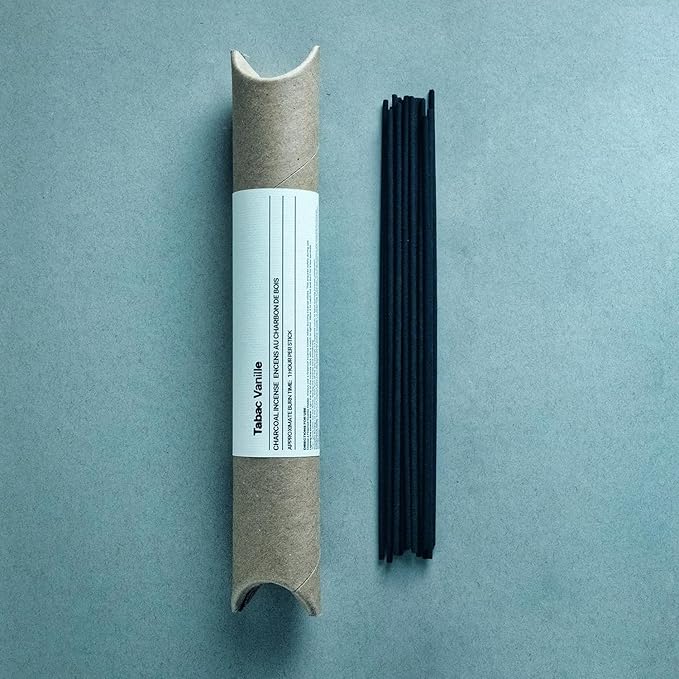 Tabac Vanille Coreless Pure Incense Sticks, Artisan-Crafted Niche Scent, Exclusive Low-Smoke Bamboo Charcoal Formula, Clean-Burning, 1-Hour Burn Time, 20 Sticks