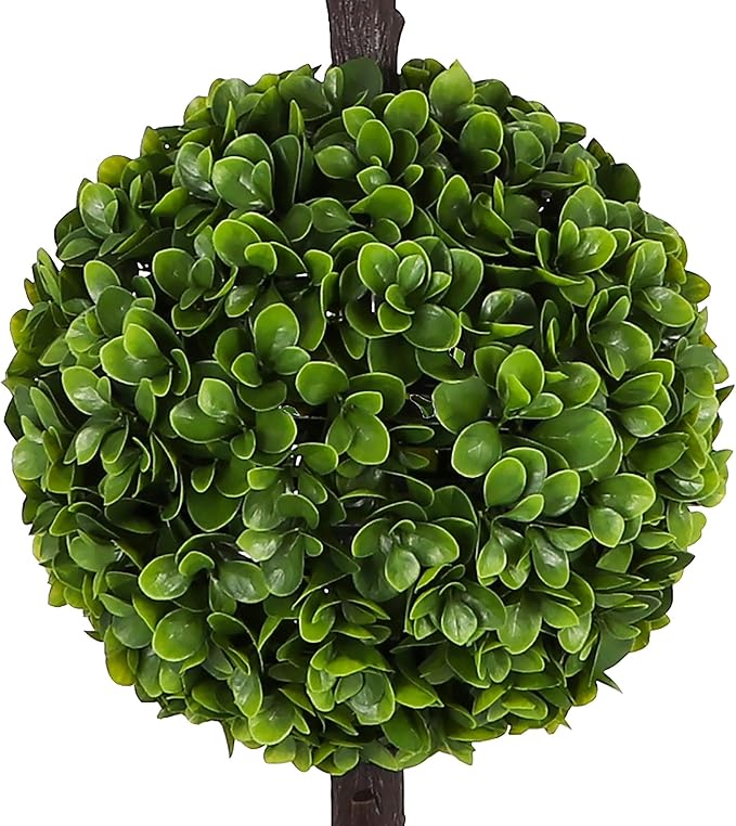 Bornbridge Artificial Jasper Topiary Ball Tree - 4' Jasper Ball Tree - Indoor/Outdoor Topiary Trees - Jasper Artificial Outdoor Plants (2 Pack)