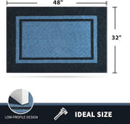 PURRUGS Dirt Trapping Door Mat 32" x 48", Non-Slip/Skid Machine Washable Entryway Rug, Shoes Scraper, Area Rug, Super Absorbent Welcome Mat for Muddy Wet Shoes and Paws, Light Blue & Navy