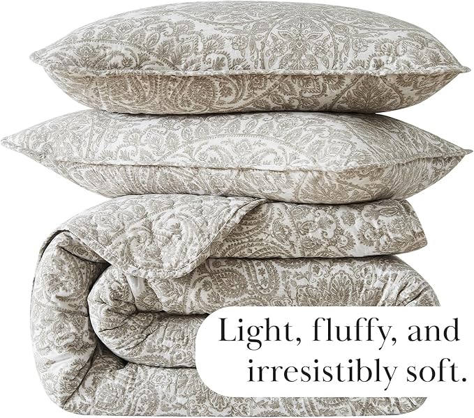 Southshore Fine Living, Inc. Ashanti Collection Oversized King Quilt Bedding Set, Soft Fabric, Lightweight Bedspread 3-Piece, Two Matching Shams (108 in Wide x 98 in Long), Cal/King Quilt Sets, Bone