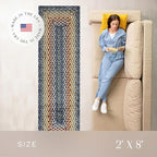 Maples Rugs Marion Bohemian Braided Design Print Runner Rug – Made in USA – Washable, Non Slip Indoor Long Carpet for Hallway, Kitchen, and Laundry Room, 2' x 8', Multi-Color