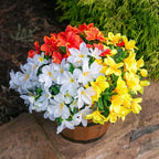 Artificial Fall Flowers for Outdoors, 3 Bundles Faux Azalea Bouquet Silk Flower for Outside UV Resistant Realistic Fake Outdoor Flowers for Planter Porch Patio Garden Walkways Home Fall Decor, Mix