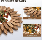 Honiway Boho Wall Decor Mirror 2 Pack Rustic Wood Mirror 12 inch Boho Mirror Home Decor Farmhouse Room Decorations for Bedroom Living Room Carbonized Black