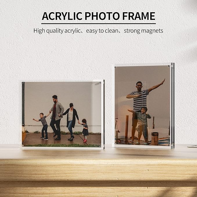 Acrylic Picture Frames 8x10 Inches, Acrylic Photo Frame for Love Memories, Family Happiness, Pet Pictures, Stamps Collection, Cash, Specimen Display, Two 8x10 Acrylic Block in 12mm + 12mm