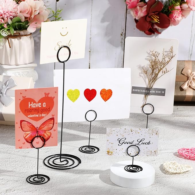 Teling 36 Pieces Table Number Holders 3 Size Place Card Holder Name Numbers Menu Memo Note Card Picture Photo Clip Stand Table Sign for Wedding Anniversary Party Display(Black)