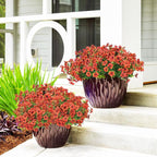 24 Bundles Artificial Flowers for Outdoors & Indoors – UV Resistant Faux Plastic Plants for Garden, Patio, Porch, Window Box, Home Decor – Lush & Vibrant Fake Flowers, Orange