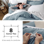 Bedsure Mineral Blue Duvet Cover King Size - 3 Pieces Prewashed Cotton-Like Extra Soft Bedding Set, Includes 1 Duvet Cover 104x90 Inches with Zipper Closure & 2 Pillow Shams, Comforter Not Included