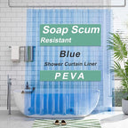AmazerBath 72x78 Long Shower Curtain Liner, Clear Blue Plastic Shower Curtain Liner, Waterproof PEVA Shower Liner, Cute Lightweight Shower Curtains for Bathroom with 3 Magnets & Rustproof Grommets