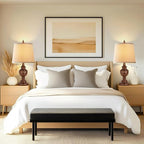 PARTPHONER Retro Table Lamps Set of 2, Bedside Lamp for Bedroom Rustic Farmhouse Table Lamps for Living Room, Vintage Nightstand Lamps with White Shades, Wood Grain