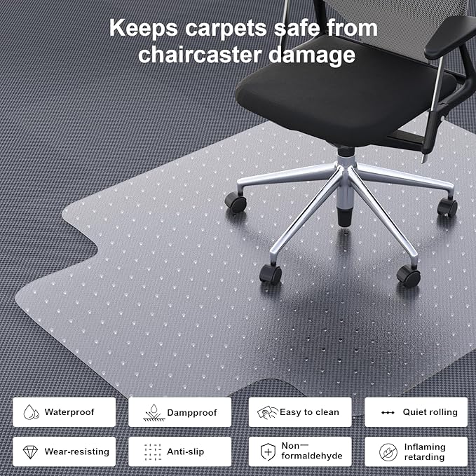 Heavy Duty Chair Mat for Carpet,46"x60" Office Floor Mat for Carpeted Floors,Under Desk Mat for Low Pile Carpet,Mat for Office Chair on Carpet