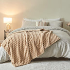 NEWCOSPLAY Super Soft Twin Blanket Brown Premium Silky Flannel Fleece 3D Clouds Stylish Jacquard Lightweight Bed Blanket All Season Use 350GSM (Brown, Twin(60"x80"))