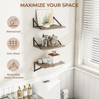 Heimlove Deep Floating Shelves for Wall, 12 Inch Deep Floating Shelves Set of 3, 16W x 12D Wood Wall Shelves, Wide Wood Shelves with Metal Bracket for Living Room, Kitchen, Office, Bedroom - Grey