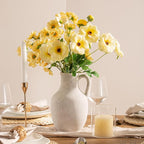 Ceramic Flower Vase Home Decor - 10 Inch Large White Rustic Table Flowers Vases Living Room Bedroom Plant Decorations Farmhouse Vintage for Kitchen Shelf Office Coffee Dining Desk House Women