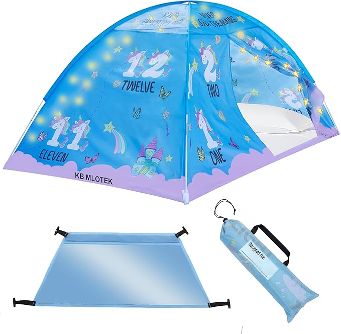 Pink Unicorn Full Bed Tent for Kids Indoor Fort - Magical Dream Tents for Boys Pop Up Toddler Bed Canopy for Girls Bunk Bed Tent for Top Bunk - Sensory Sleep Pod for Kids Educational