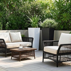 GreenShip 27" Tall Planters, Set of 2 – Black Outdoor Planter for Front Porch & Tall Plants, Weather-Resistant, with Drainage Hole & Rubber Plug (No Plants Included) (White-2pcs)