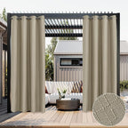 HolidayIdeas 2 Panels Linen Outdoor Curtains for Patio Waterproof Taupe Curtains 54"x 95"-Outside Curtains Weatherproof, Privacy, Textured for Pergola, Porch, Cabana, Gazebo