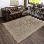 Latepis Light Brown Beige 5X6.7 Faux Fur Rug Fluffy Fuzzy Throw Rugs Washable Shag Plush Rugs for Living Room Bedroom Rug for Dorm Rectangle