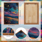 KAIRNE Framed Abstract Midnight Canvas Wall Art,Starry Night Prints Set of 3(16”X24”),Colorful Wildflowers Wall Decor,Nature Night Scene Paintings for Living Room Bedroom office Farmhouse Decoration