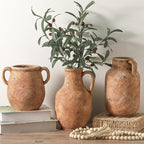 Ceramic Flower Vase Home Decor - 9.7 Inch Large Table Flowers Vases Living Room Bedroom Plant Decorations Farmhouse Vintage for Kitchen Shelf Office Coffee Dining Desk House Women (Rust, 9.7")