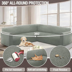 HDCAXKJ Sectional Couch Cover L Shape Stretch Sofa Covers Washable Jacquard Corner Couch Slipcover Non Slip Sectional Slip Cover U Shaped Furniture Protector for Pets Dogs (Grayish Green, Small)