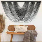 Flber Macrame Wall Hanging Black 59.00" W x 31.00" L Boho Wall Decor Large Boho Yarn Tapestry Living Room Bedroom Home Wall Décor