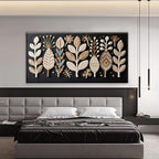 Tsomzxng Large Boho Black Wall Art For Living Room Chic Home Wall Art Modern Multicolor Leaves Feather Canvas Wall Art Decor Picture For Bedroom Apartment Kitchen Home Wall Decor 29" W X 58" L