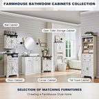 Bathroom Wall Cabinet, Farmhouse 24" Wide Medicine Cabinet with Drawer, Adjustable Shelf, Double Barn Doors, Storage Cabinets for Bathroom, Kitchen, Living Room, Off White