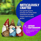 Exhart Garden Gnomes, See No, Hear No, Speak No Evil Garden Gnome Statue, Hand Painted Outdoor Garden Decorations, 12 x 9 Inch