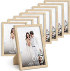 Haus and Hues 6x8 Natural Oak Wooden Picture Frame - Set of 9 6x8 Poster Frame - Premium Oak, Vertical Hang, Shatterproof Plexiglass - Ideal for Home, Room, Office (6x8-inch, Natural, Set of 9)