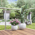 DTY Signature Mount Sherman Lightweight Durable Modern Fiberstone Sphere Planter for Indoor & Outdoor Drainage Hole & Rubber Plug Weather Resistant, 13.5" H x 17" Dia, 12" Opening - Medium, White