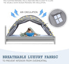 Gray Twin Bed Tent for Kids Indoor Fort - Magical Dream Tents for Boys Pop Up Toddler Bed Canopy for Girls Bunk Bed Tent for Top Bunk - Sensory Sleep Pod for Kids Educational