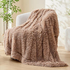 GONAAP Fuzzy Faux Fur Throw Blanket Twin Size Taupe Super Soft Cozy Plush Fuzzy Shaggy Blanket for Couch Sofa Bed (Taupe, Twin(60"x80"))