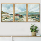 SIGNWIN Framed Canvas Print Wall Art Set Pastel Watercolor Blue Sky Mountain Range Landscape Nature Wilderness Illustrations Modern Art Decorative Scenic Relax/Calm for Bedroom - 24"x36"x3 Natural
